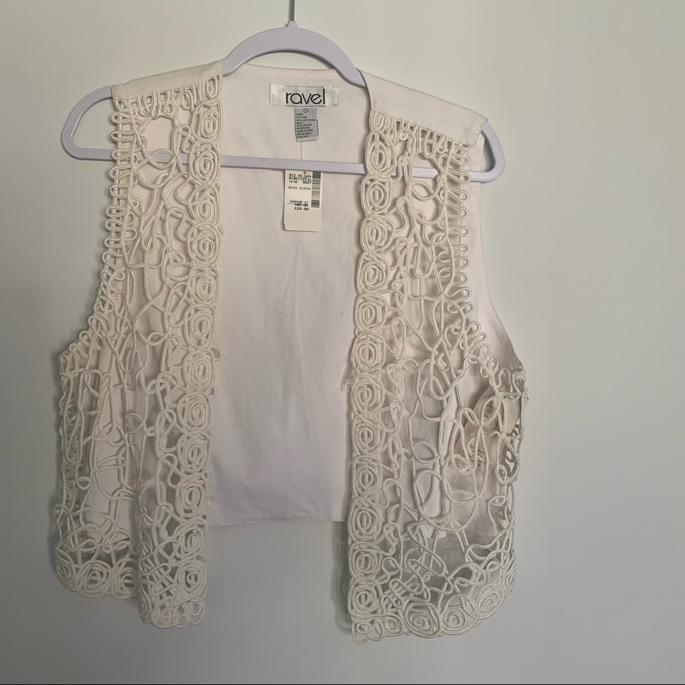 Vintage hippie crochet vest coquette boho festival hippie Y2K off white floral L